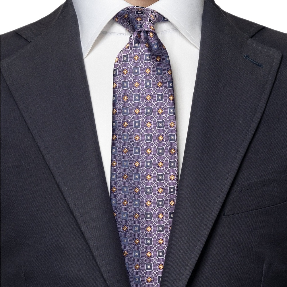 Eton Purple and Gold Geometric Tie